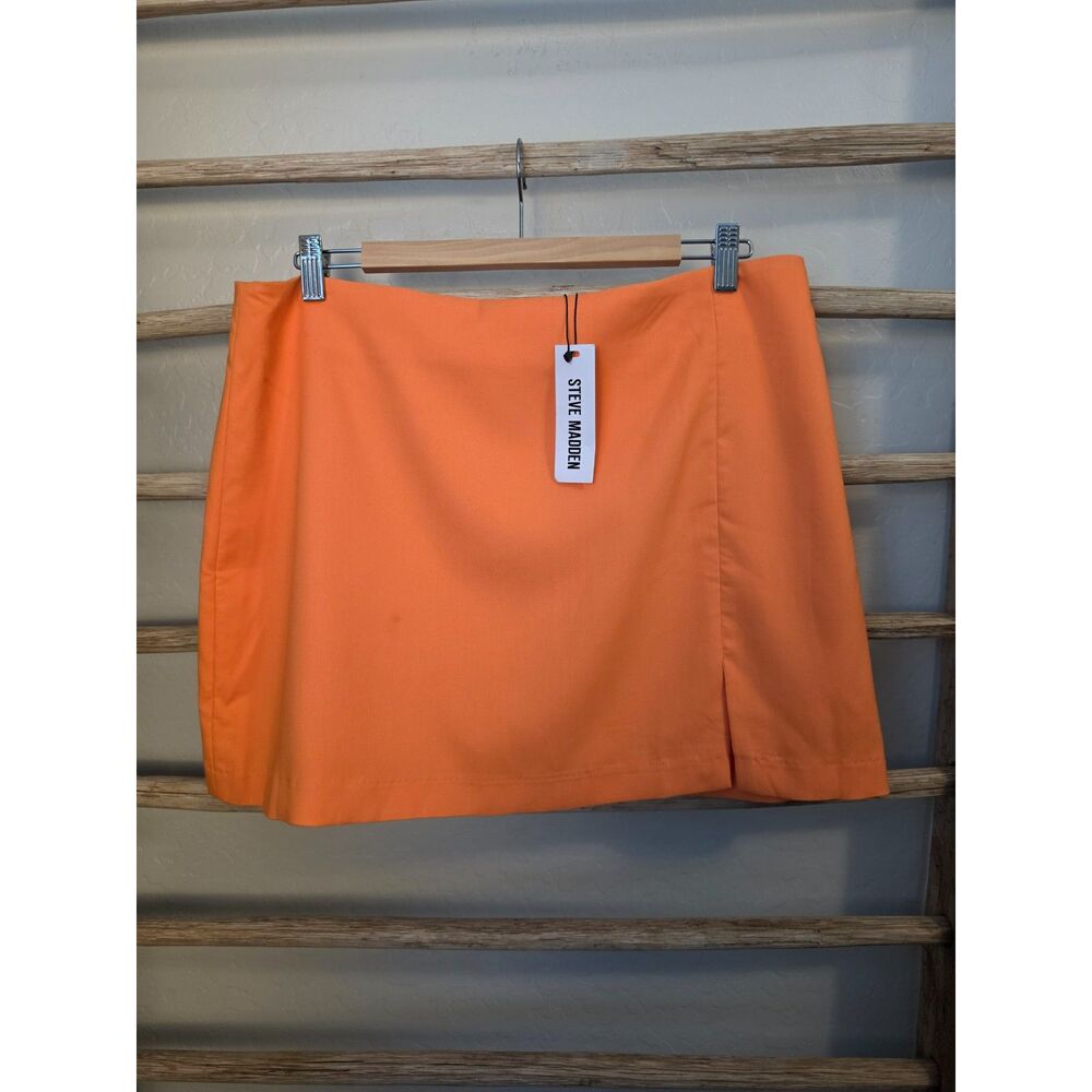 Steve Madden NWT Size 14 XL Orange Mini Skirt High Waist Back Zip